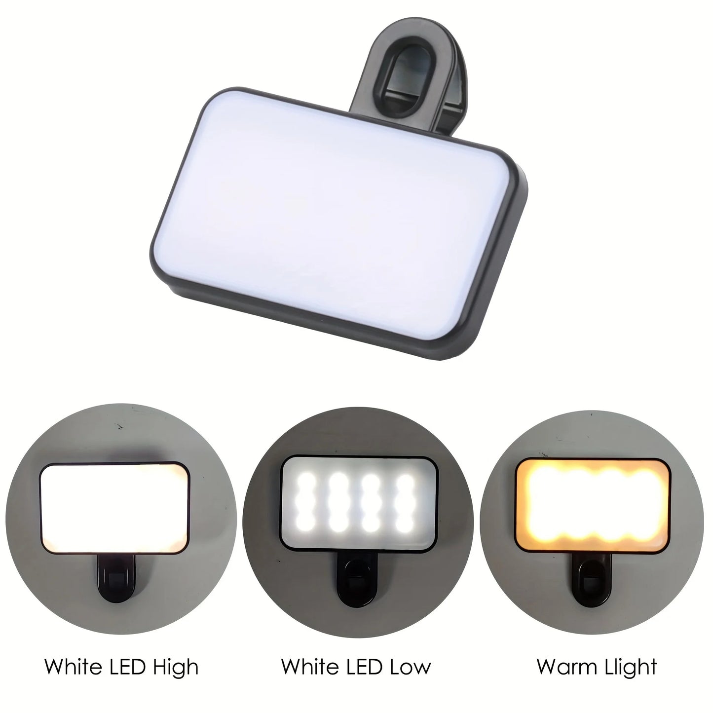 Portable Mini Selfie Fill Light Rechargeable 3 Modes