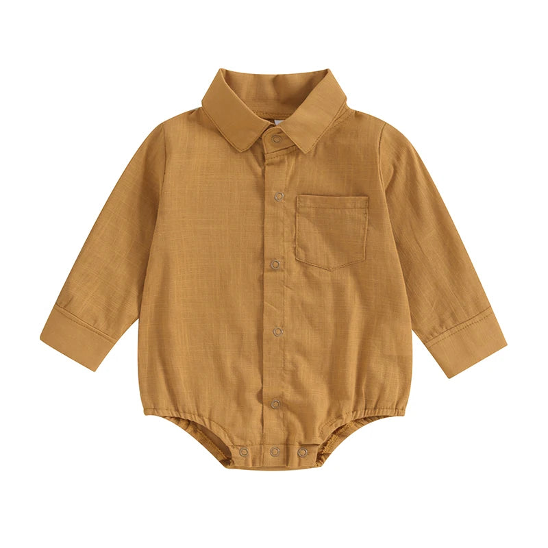 Linen Shirt Romper  Long Sleeve