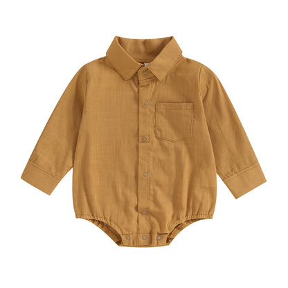 Linen Shirt Romper  Long Sleeve