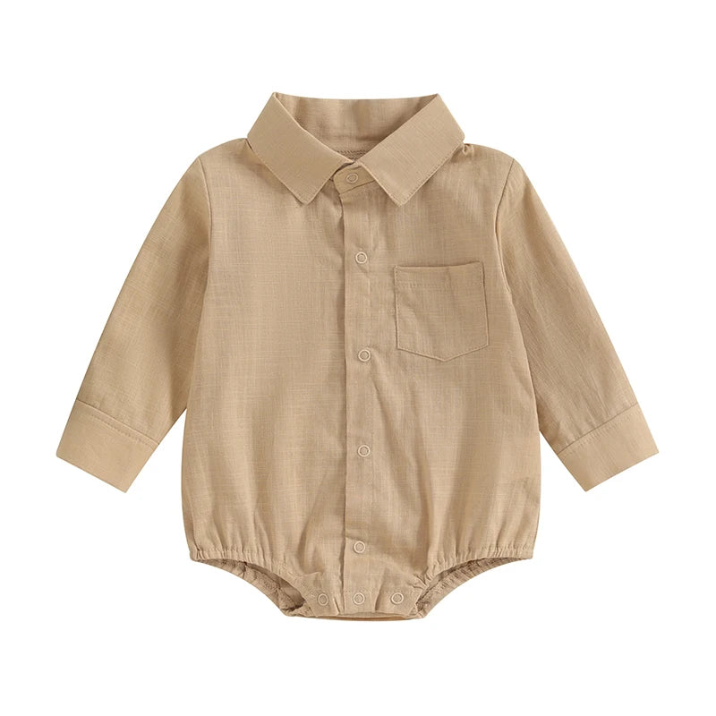 Linen Shirt Romper  Long Sleeve