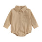 Linen Shirt Romper  Long Sleeve