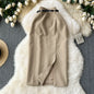 Basics Vintage Chic High Waist Belt Split Long Straight Tube Skirt Casual Office Lady High Street Women Spring Summer Clothing