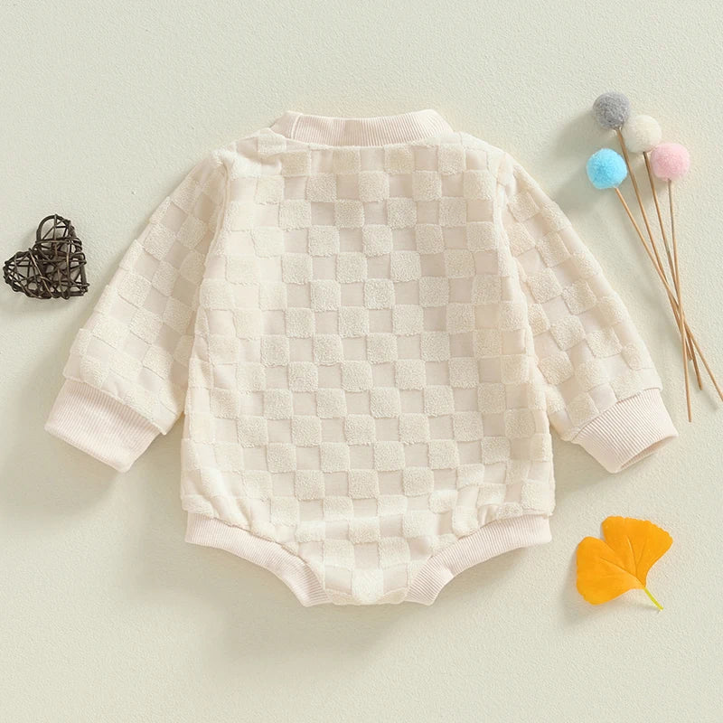 Sleeve Crew Neck Checkerboard Bodysuit
