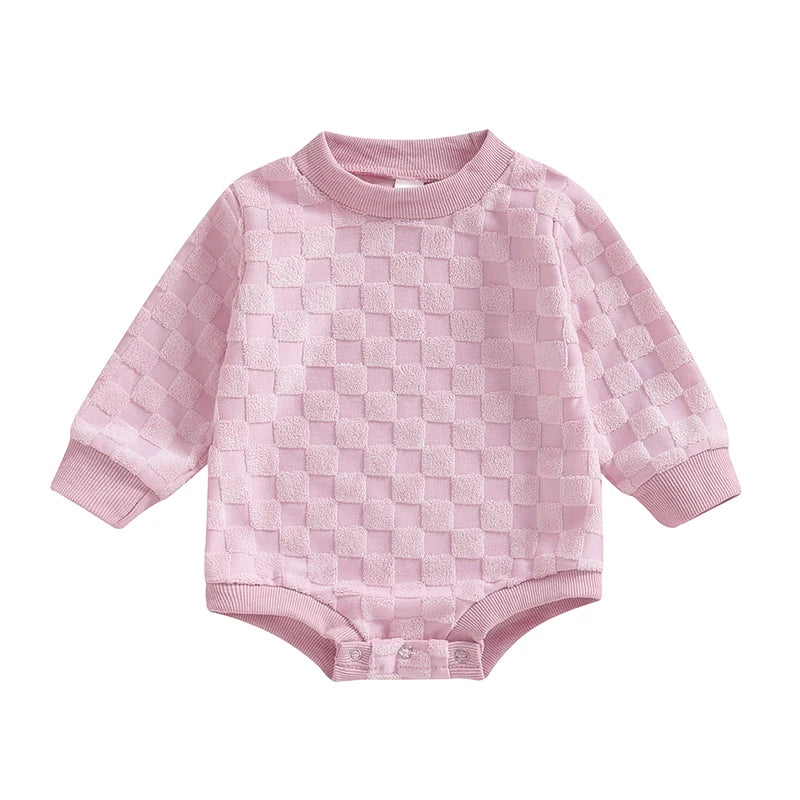 Sleeve Crew Neck Checkerboard Bodysuit