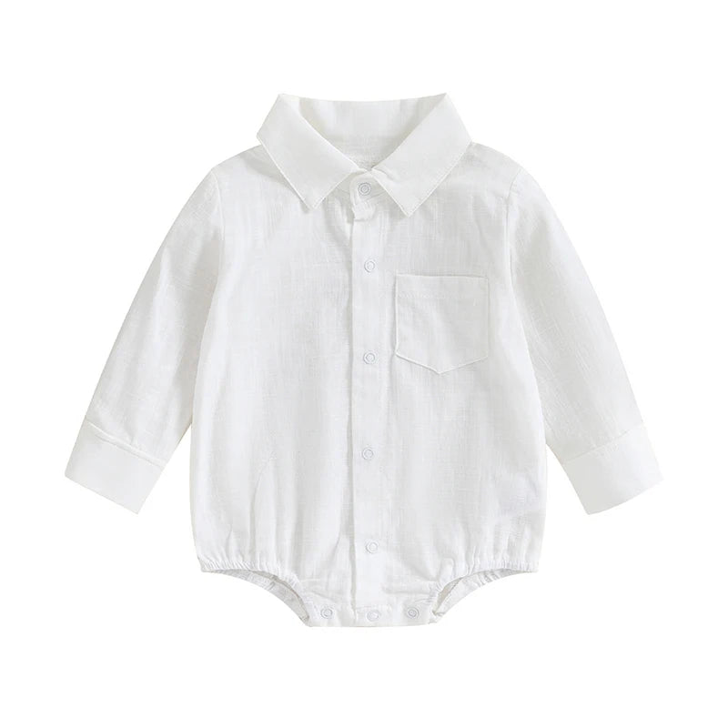 Linen Shirt Romper  Long Sleeve