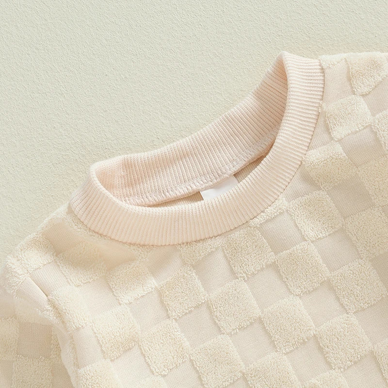 Sleeve Crew Neck Checkerboard Bodysuit