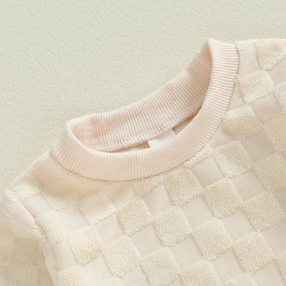 Sleeve Crew Neck Checkerboard Bodysuit