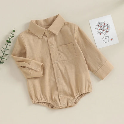Linen Shirt Romper  Long Sleeve
