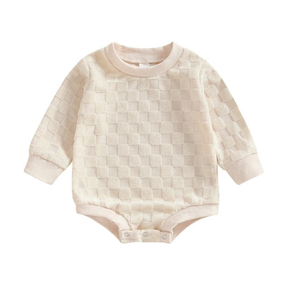 Sleeve Crew Neck Checkerboard Bodysuit