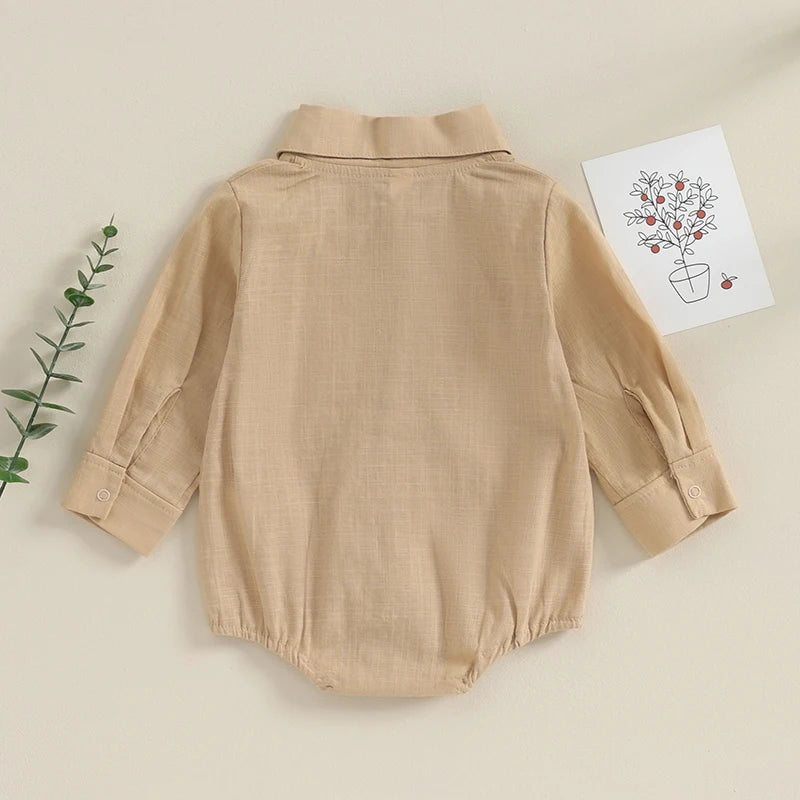 Linen Shirt Romper  Long Sleeve